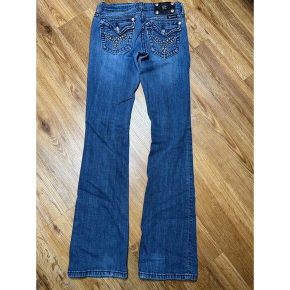 Miss Me JE5305B3 Boot Bootcut Jeans Studs Embroidered Bling Jeans Size 26 EB - Picture 4 of 6